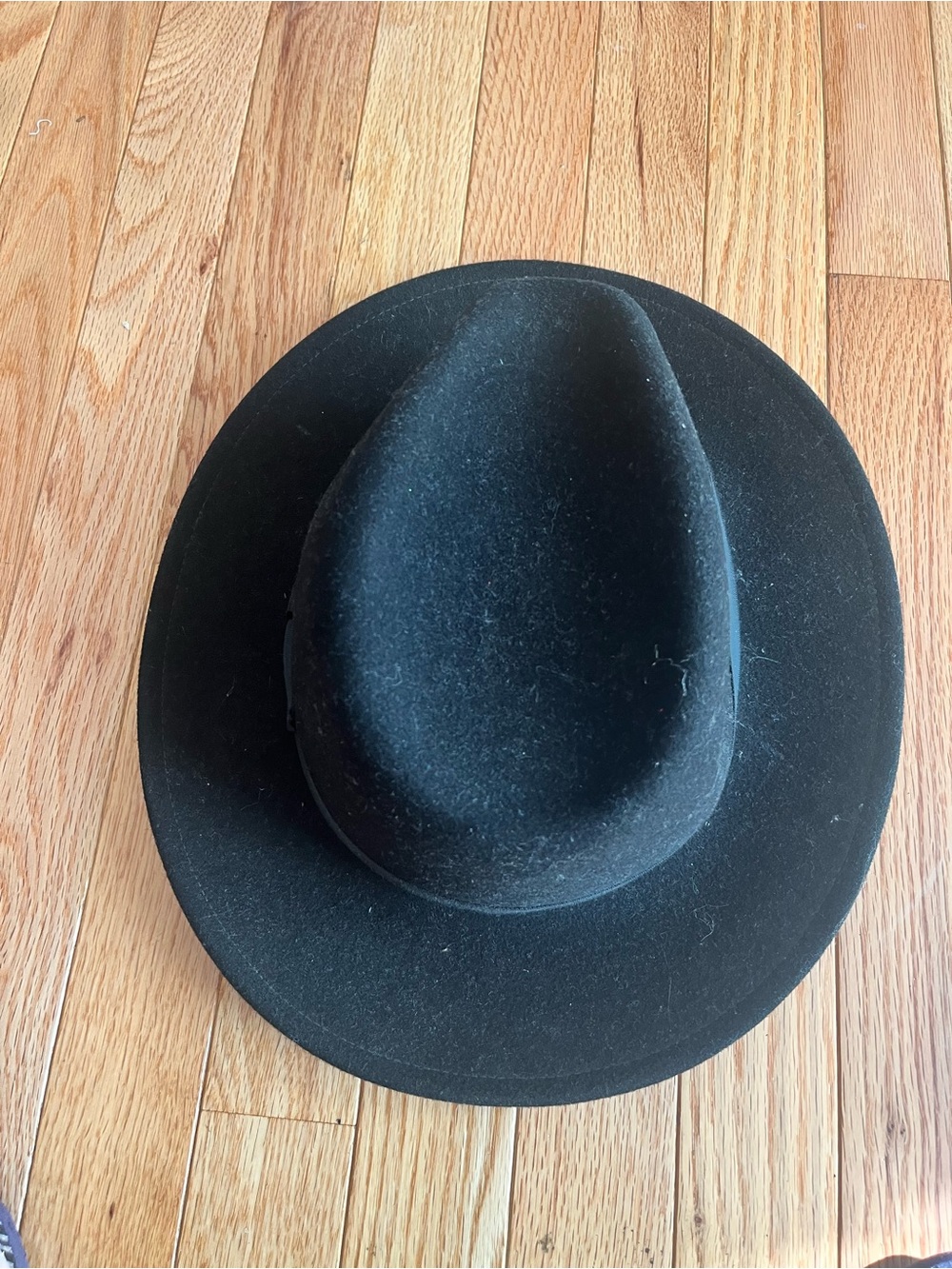 Black wool Fedora Hat with Grosgrain Band - Men Accessories